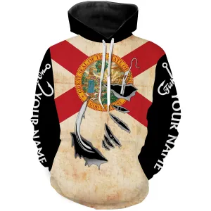 Florida Fishing 3D Fish Hook patriotic fish on Custom name fishing jerseys  | Hoodie - NPQ815