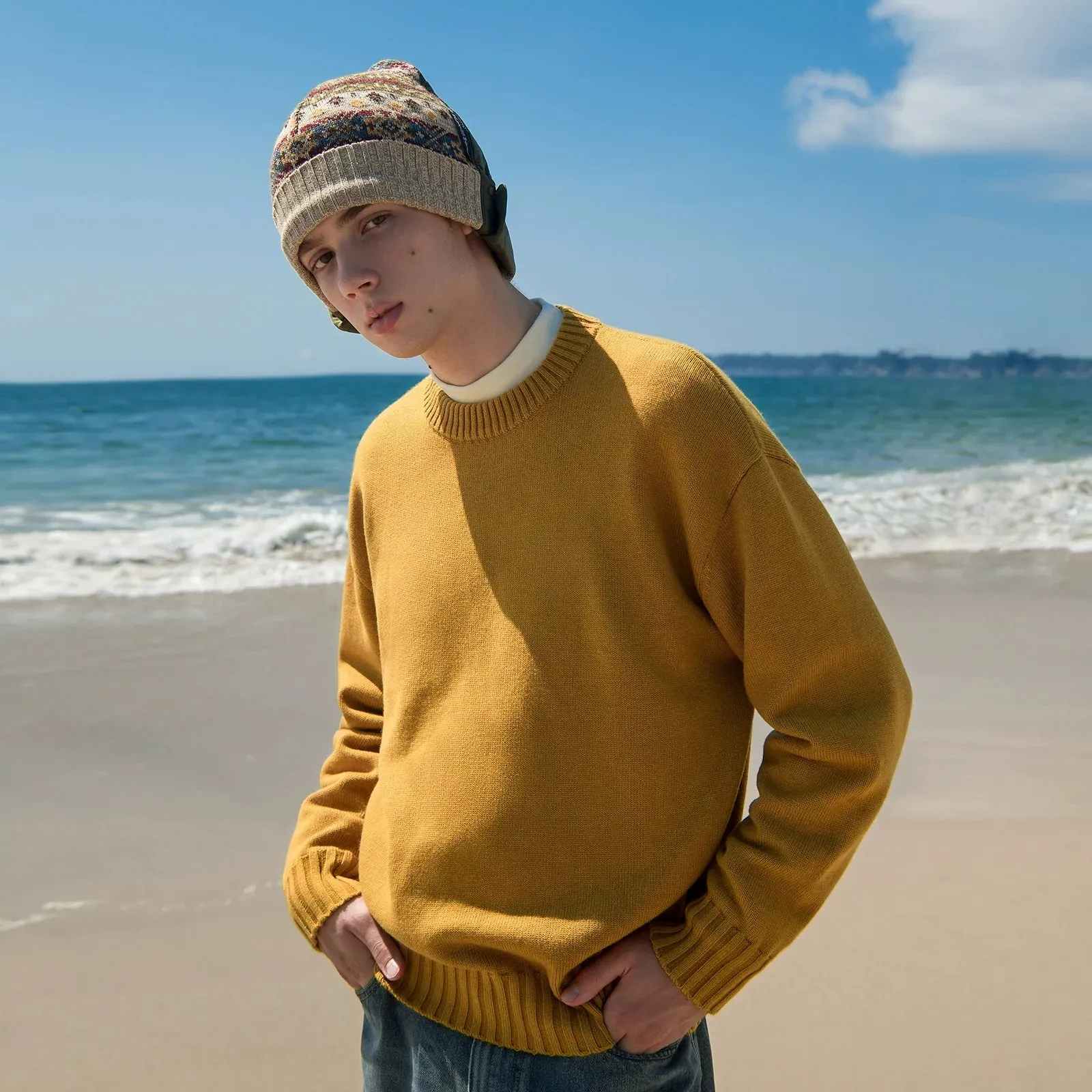 Four-Color Wool Blend Sweater