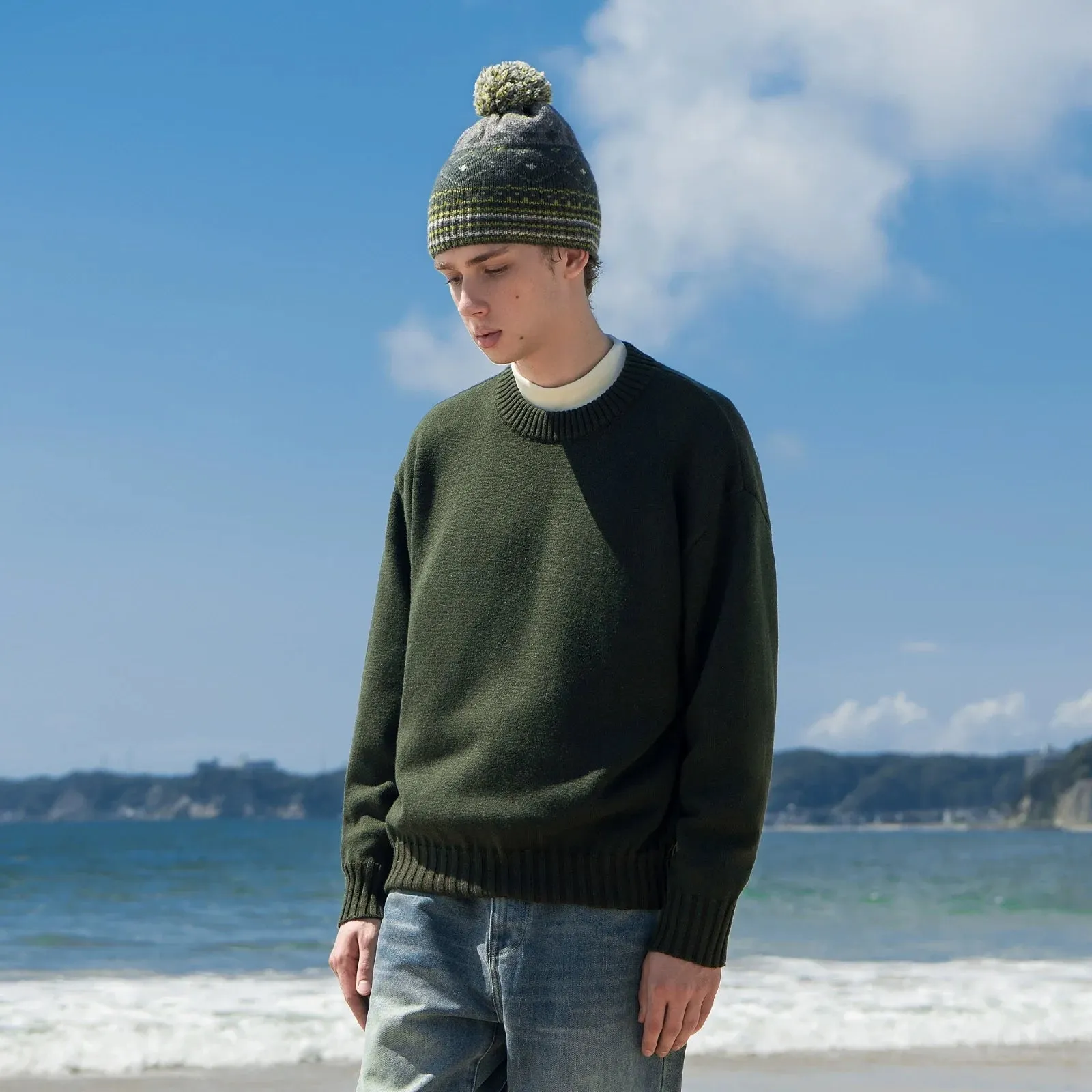 Four-Color Wool Blend Sweater