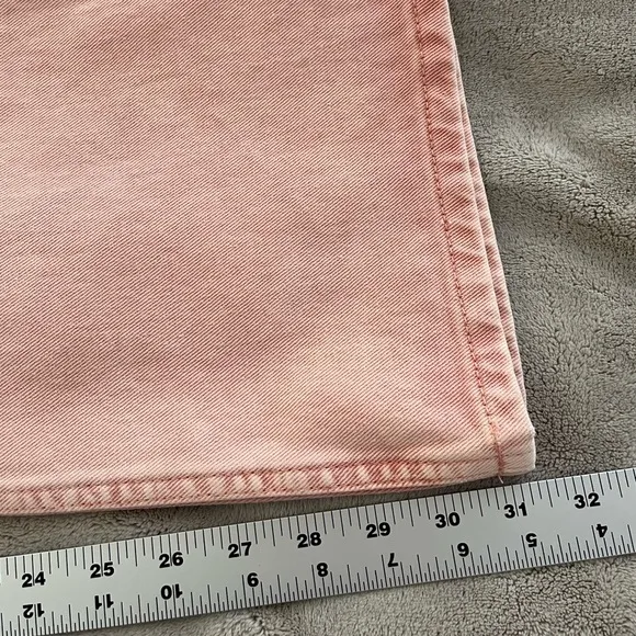 Free People MILK IT Pink Flare Jeans Cutout Waist Size 24 Boho Streetwear Cotton