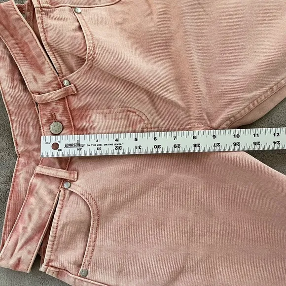 Free People MILK IT Pink Flare Jeans Cutout Waist Size 24 Boho Streetwear Cotton