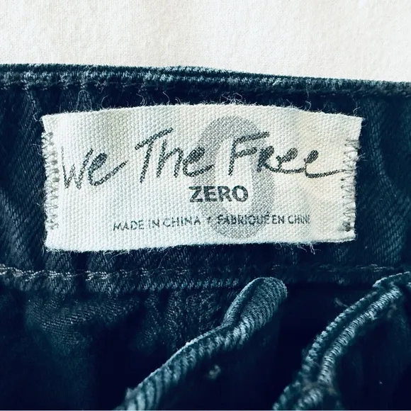 FREE PEOPLE We The Free Black Denim Midi Skirt in Black Wild Roses