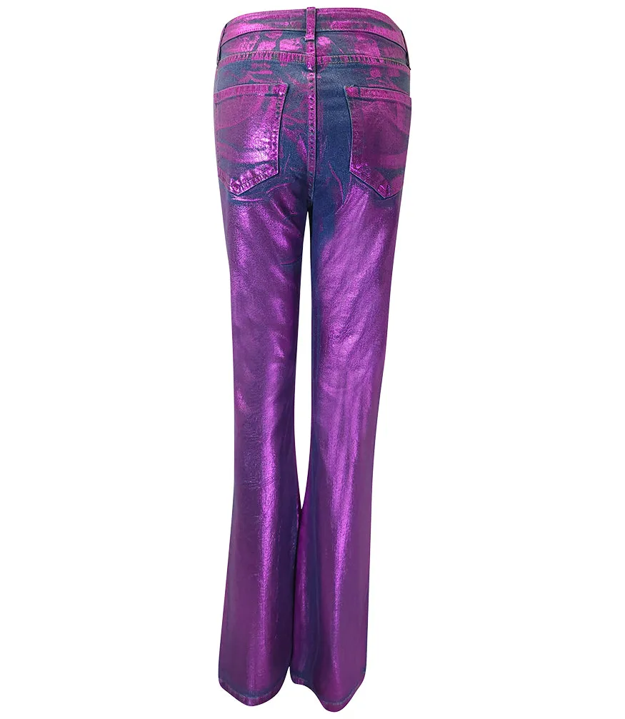 Fuchsia Light  Denim Laminated Jeans