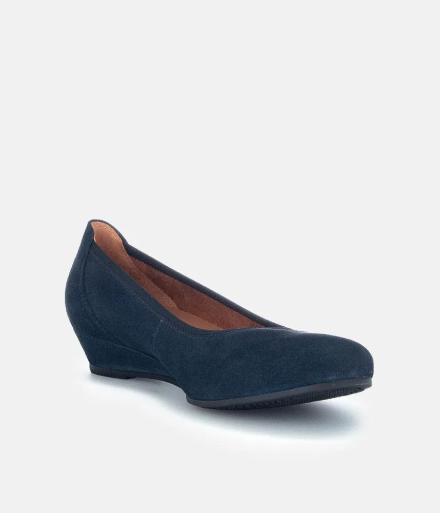 Gabor Plush Navy Suede Mini Wedges