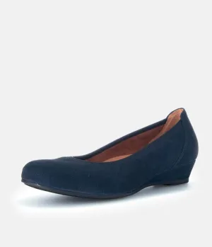 Gabor Plush Navy Suede Mini Wedges