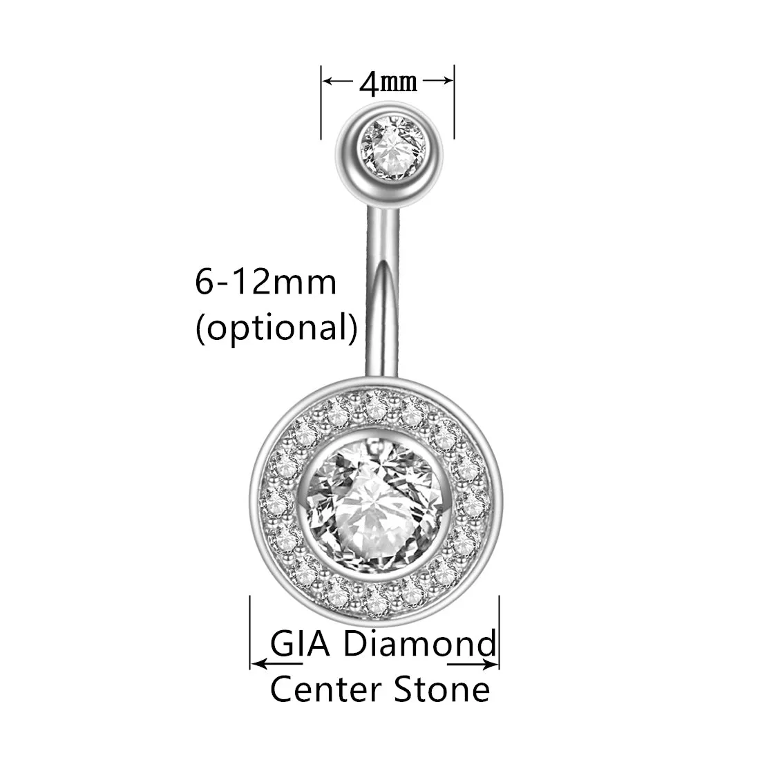 GIA Diamond Halo Navel Ring