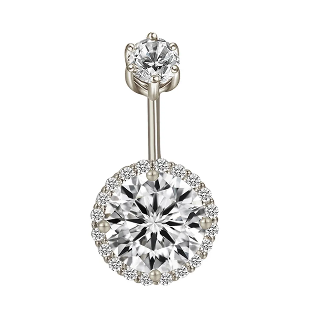 GIA Diamond Round Halo Belly Ring