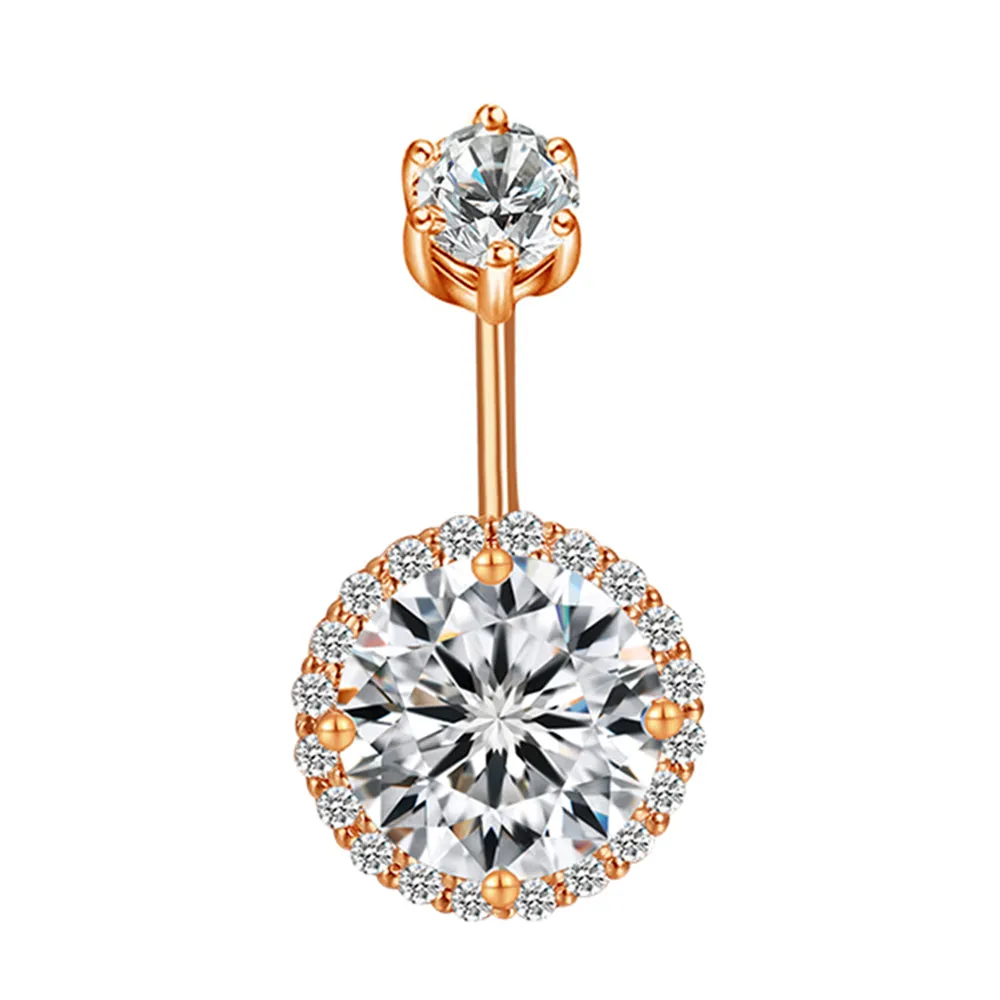 GIA Diamond Round Halo Belly Ring