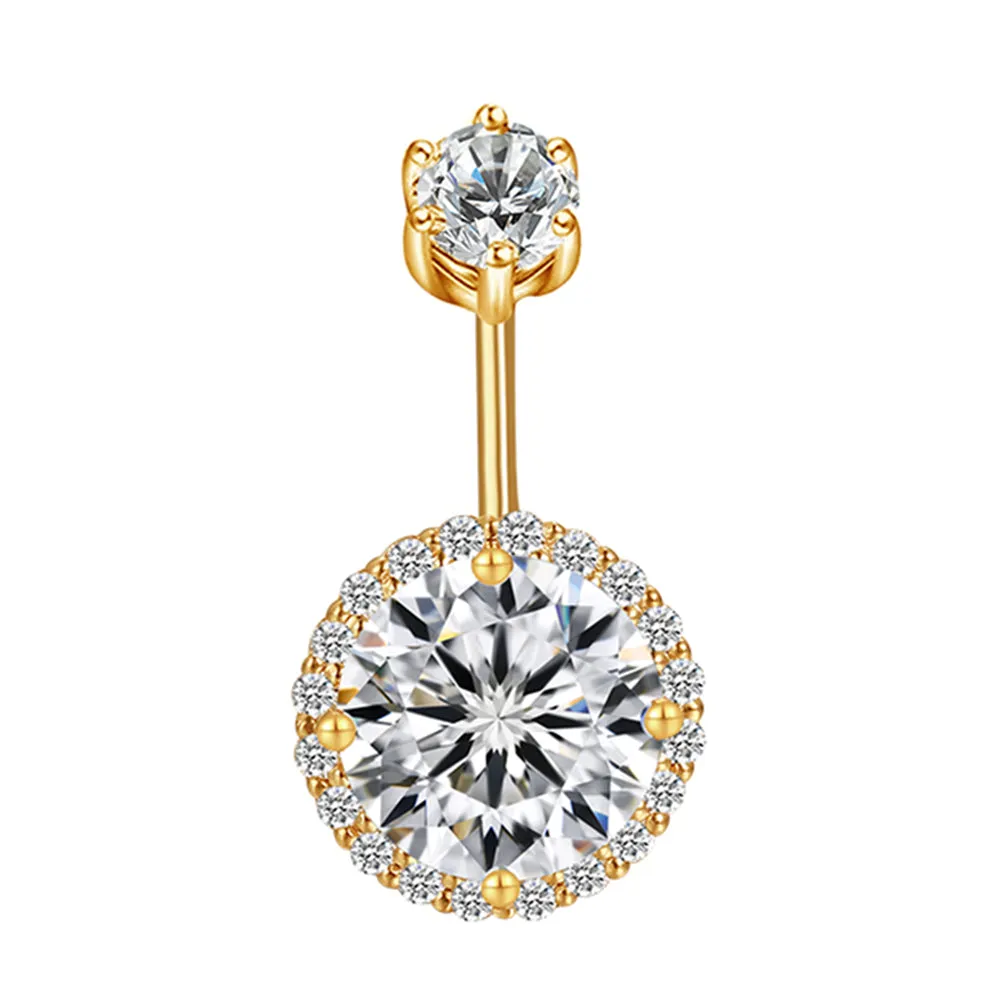 GIA Diamond Round Halo Belly Ring