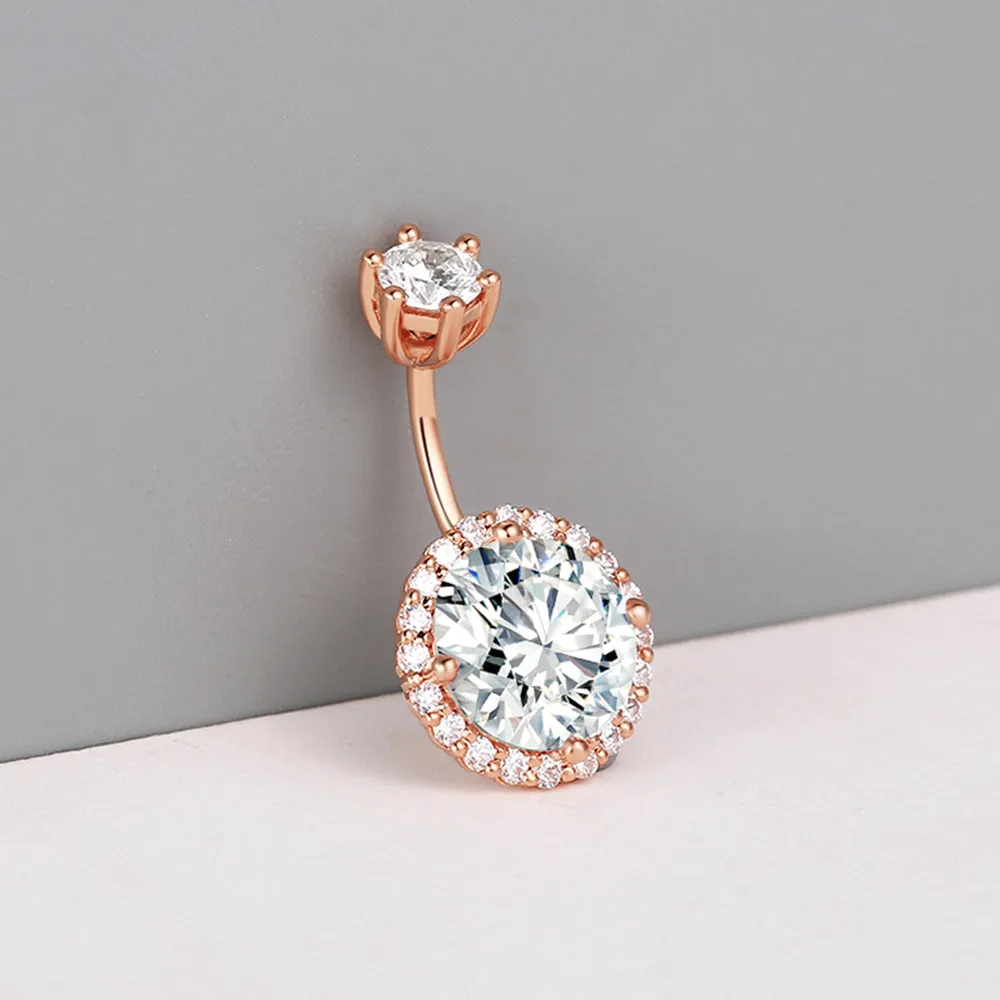 GIA Diamond Round Halo Belly Ring