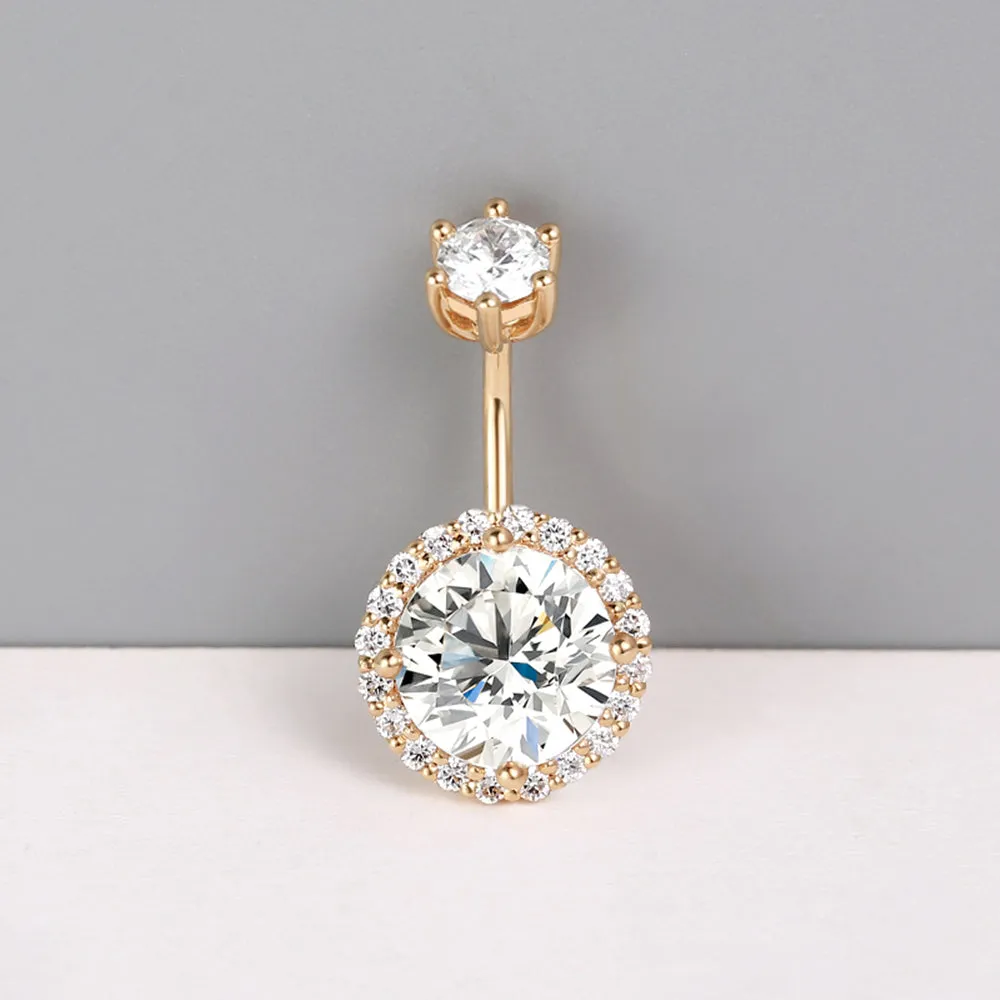 GIA Diamond Round Halo Belly Ring