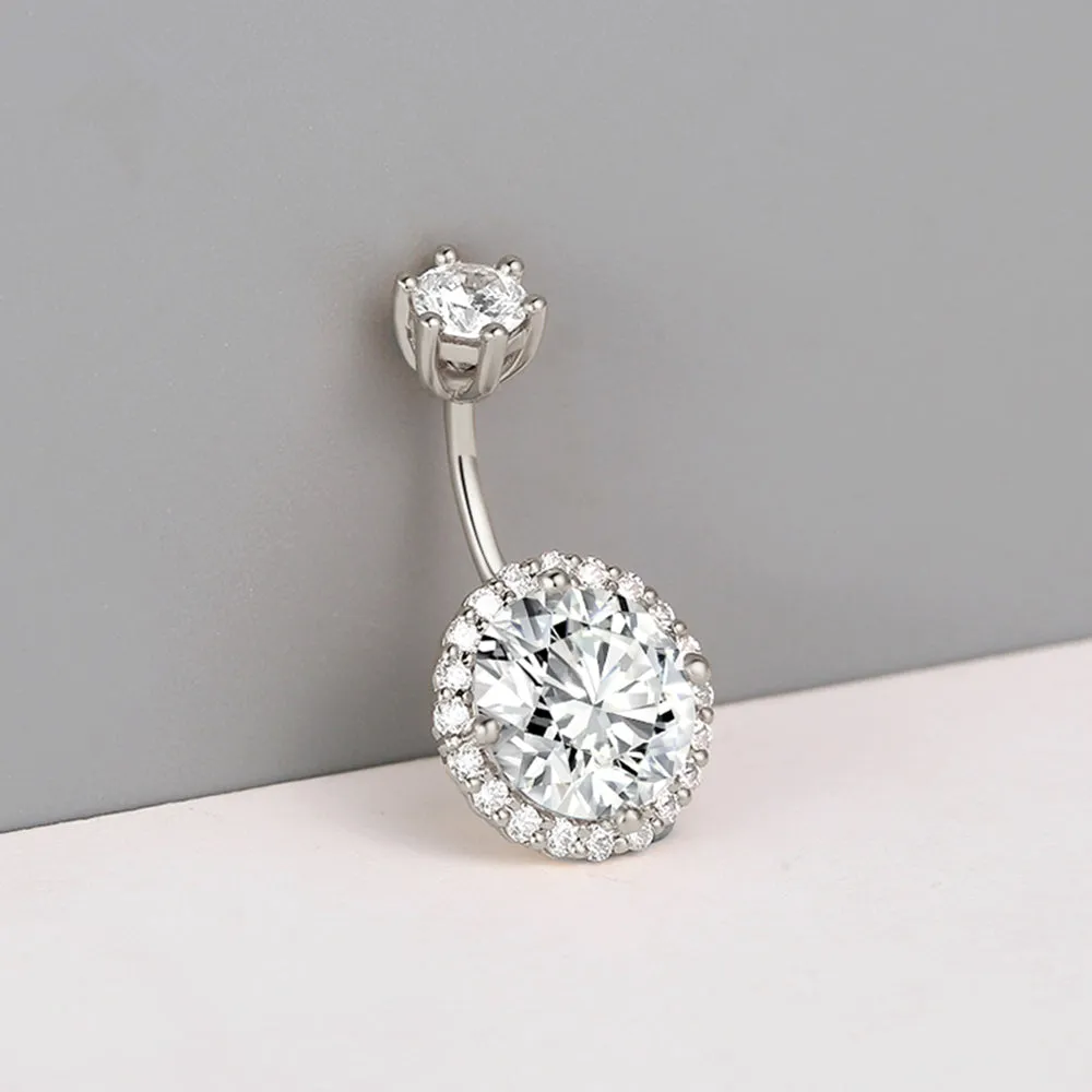 GIA Diamond Round Halo Belly Ring