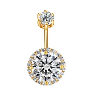 GIA Diamond Round Halo Belly Ring