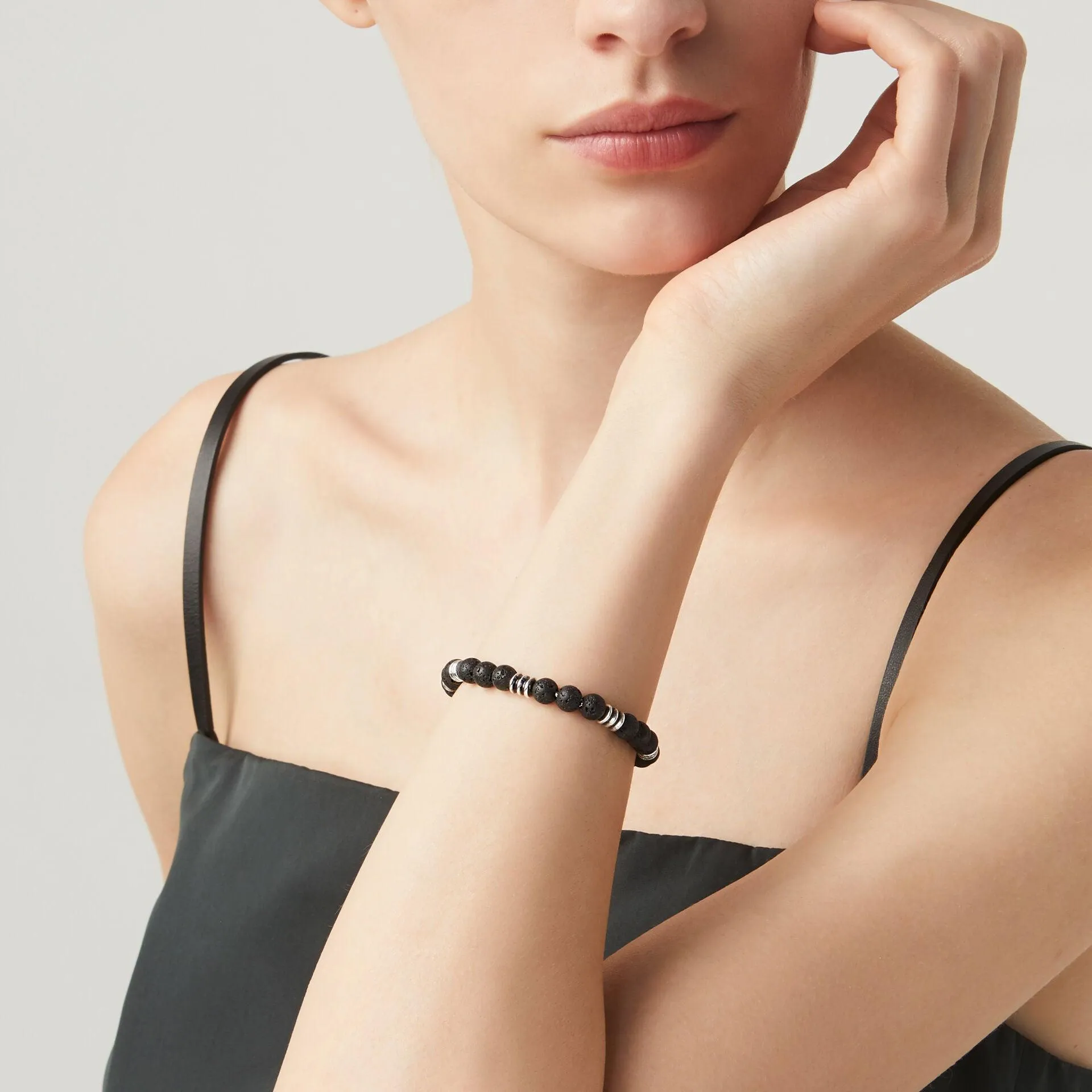 Giovanni Raspini Black Tris Black Silver 925 Lava Stone 10492L