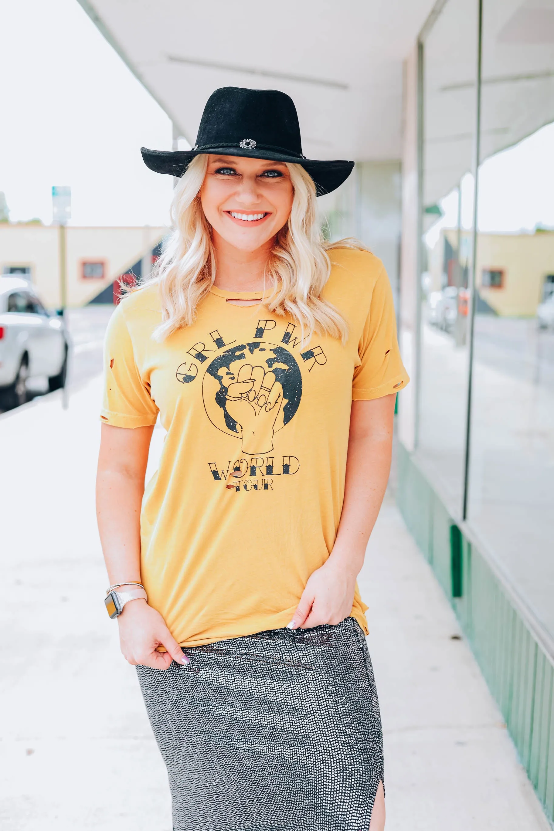 Girl Power Graphic Tee - Mustard