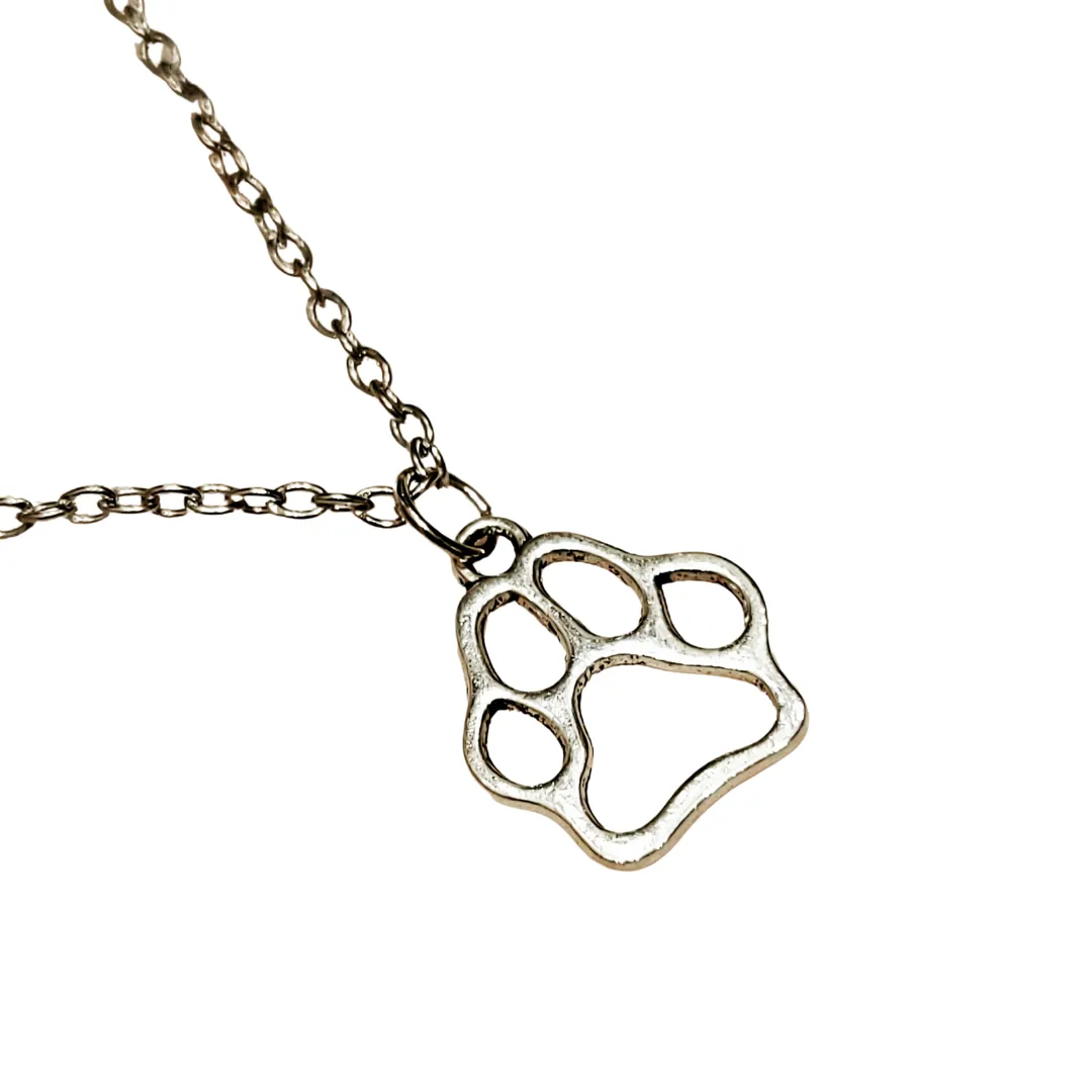Girl Power!! Silver Paw Necklace with " I Am Woman, Hear Me Roar " Message Card