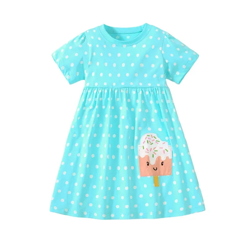 Girls Dresses Flower  Summer Kids Clothing Short Sleeve Baby Frocks