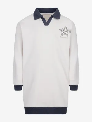 Girls Logo Polo Dress in Ivory