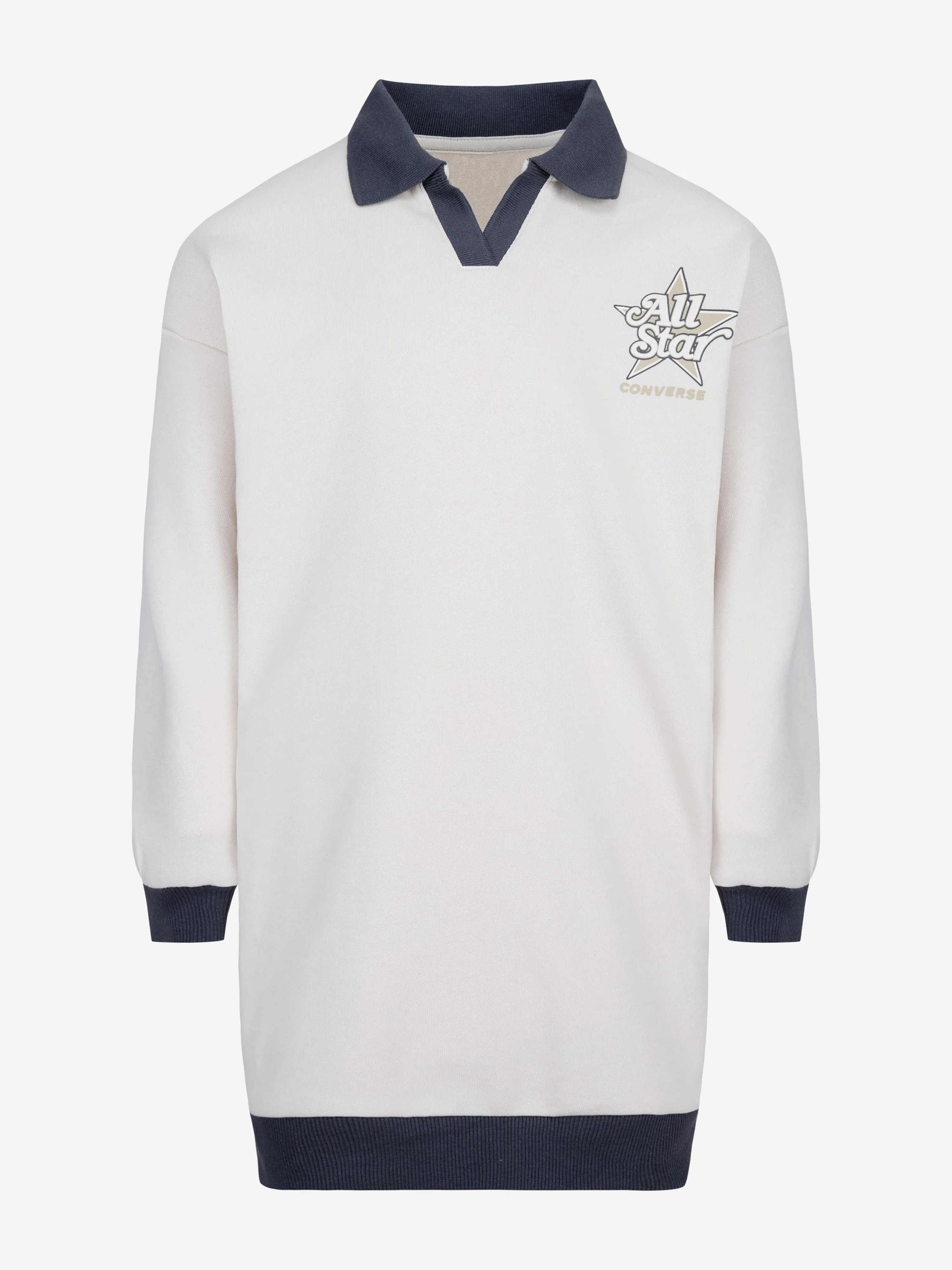 Girls Logo Polo Dress in Ivory