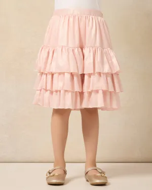 Girls Pink Layered Skirt