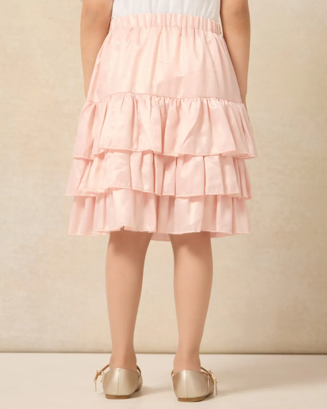 Girls Pink Layered Skirt