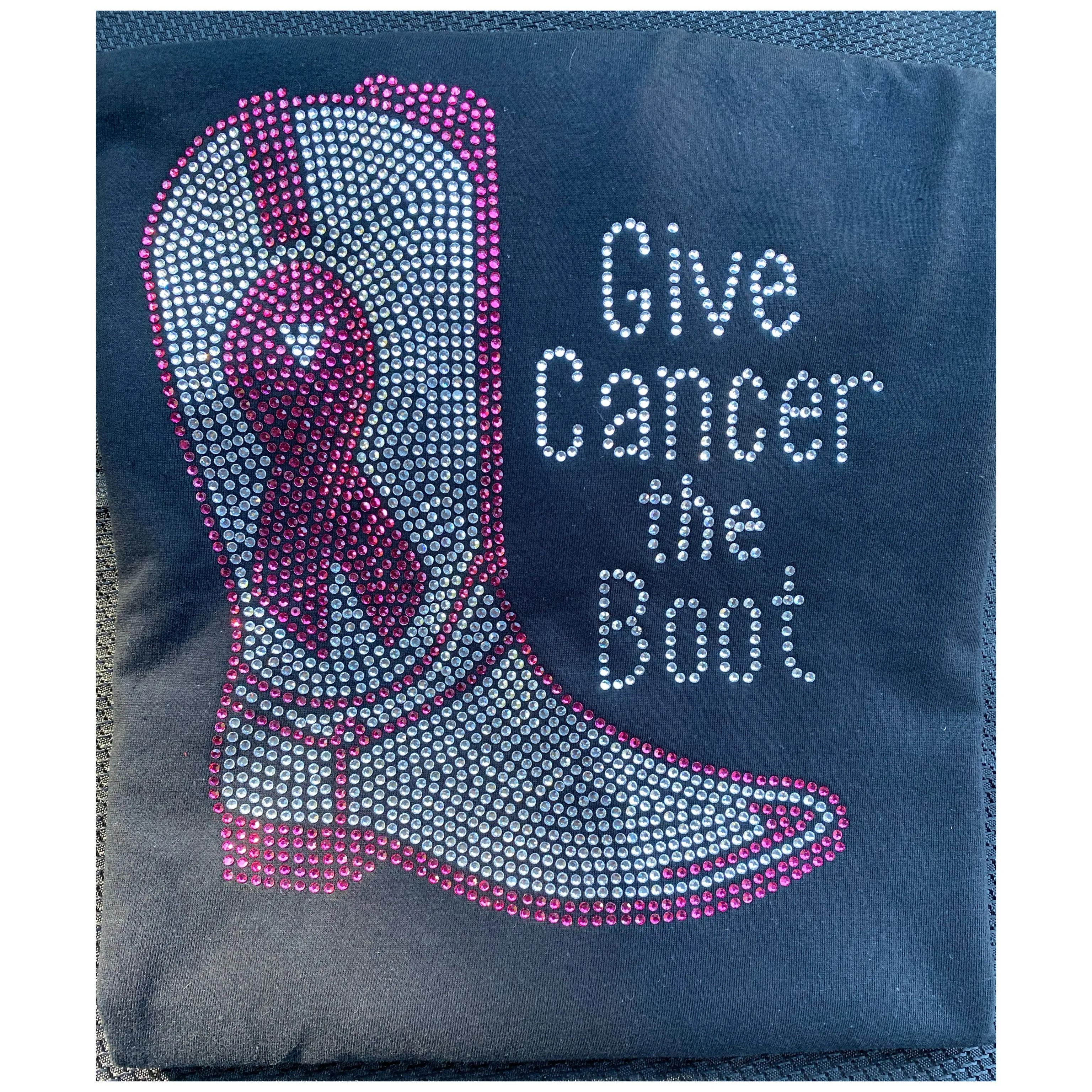 Give Cancer the Boot Rhinestone- Breast Cancer Awareness