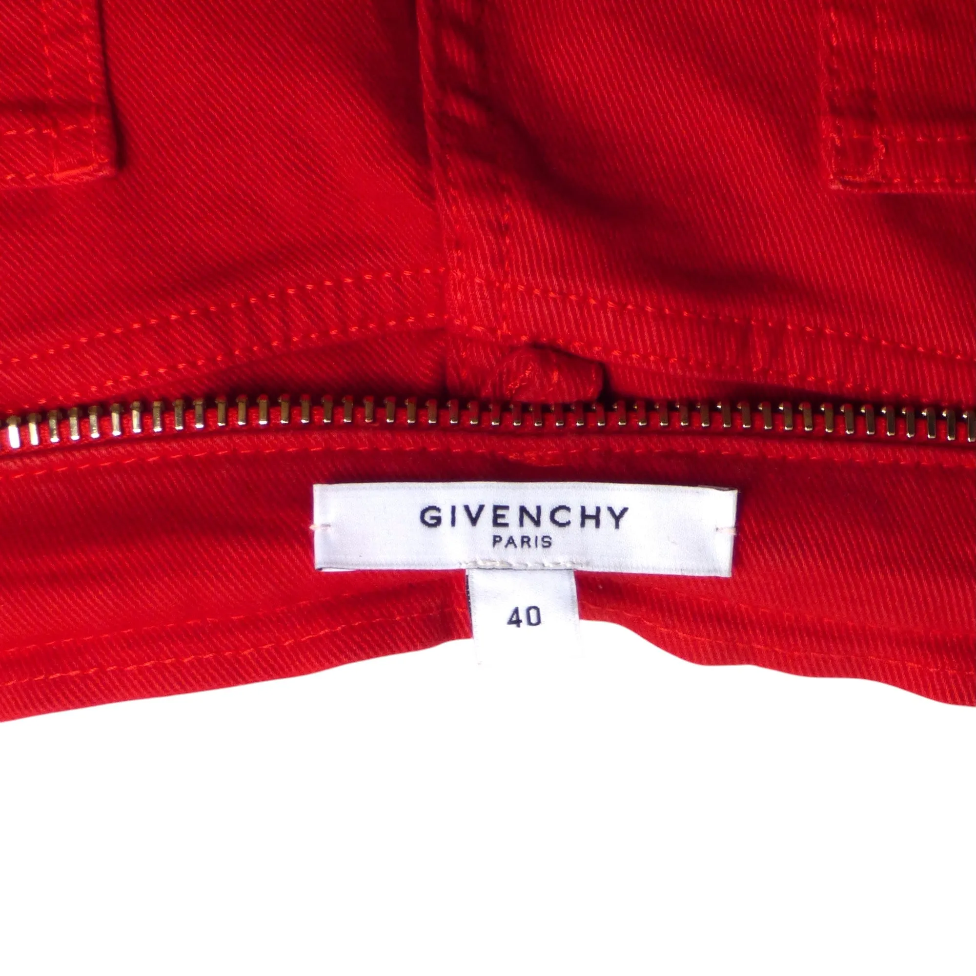 GIVENCHY- NWT Red Denim & Zipper Jeans, Size 10