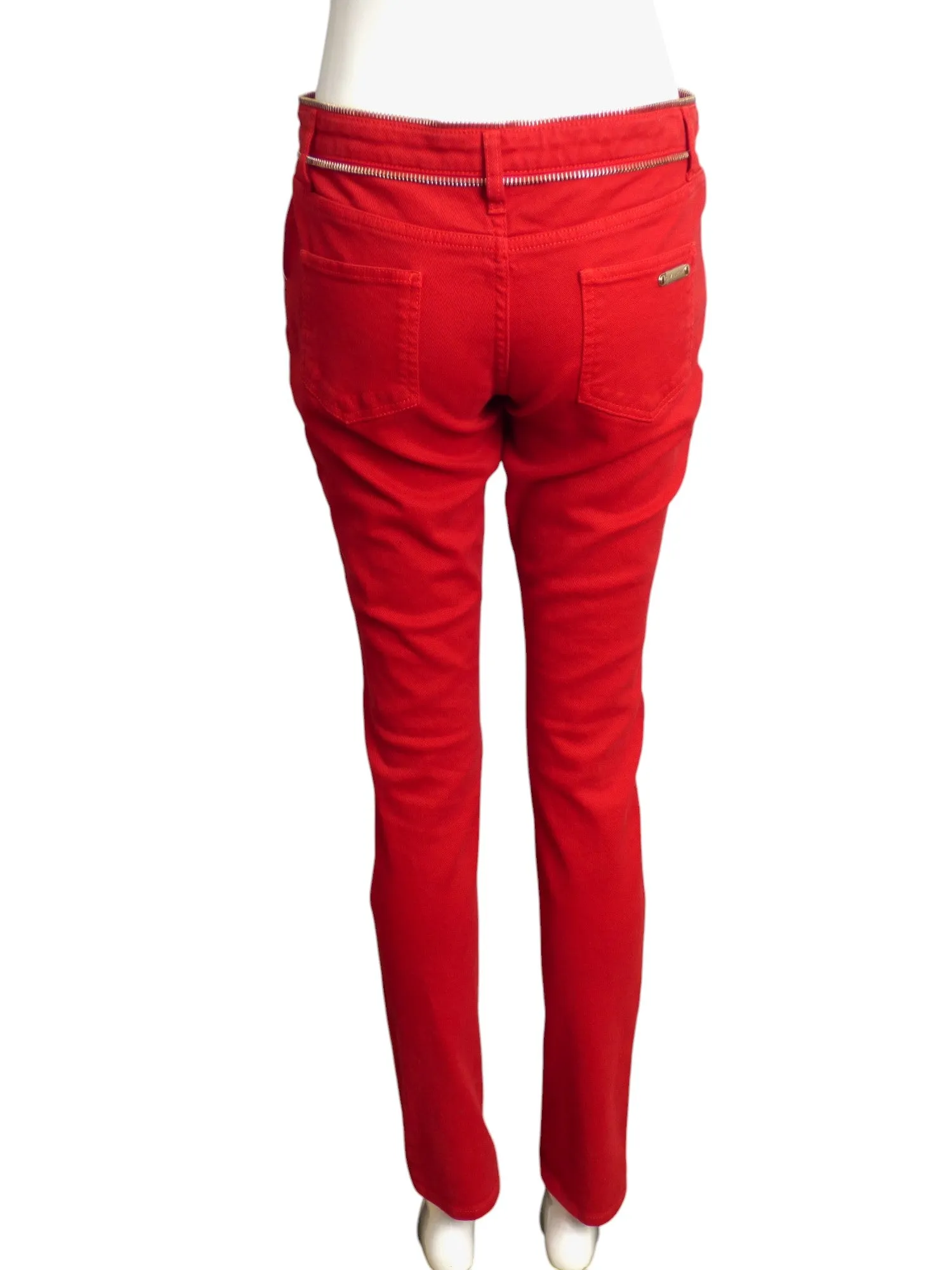 GIVENCHY- NWT Red Denim & Zipper Jeans, Size 10