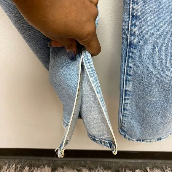 Good American Blue Split Ankle Vintage Inspired Good Boy Button Fly Jeans 18