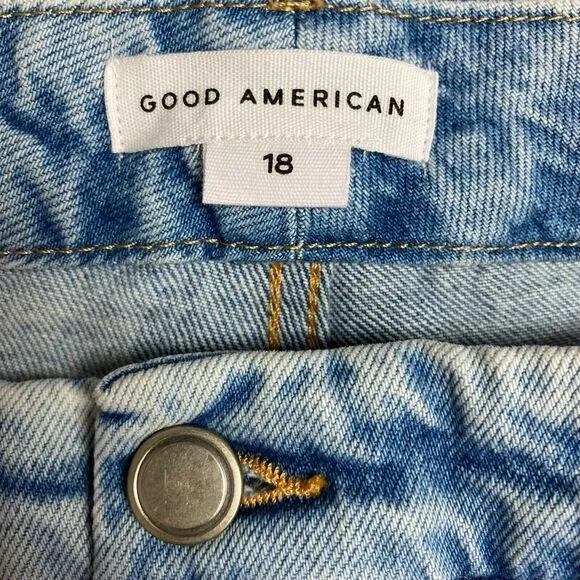 Good American Blue Split Ankle Vintage Inspired Good Boy Button Fly Jeans 18