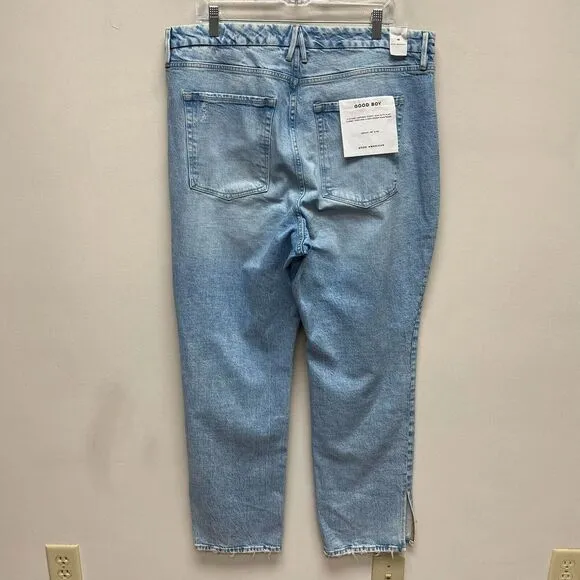 Good American Blue Split Ankle Vintage Inspired Good Boy Button Fly Jeans 18