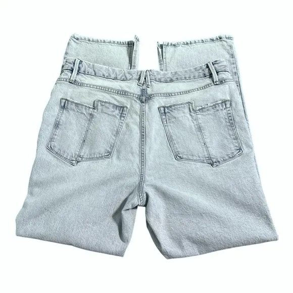 Good American Good Boy Indigo042 High Waisted Jeans Light Wash Distressed Sz 15