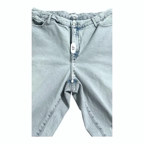Good American Good Boy Indigo042 High Waisted Jeans Light Wash Distressed Sz 15