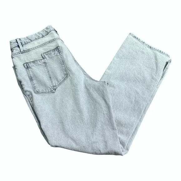 Good American Good Boy Indigo042 High Waisted Jeans Light Wash Distressed Sz 15