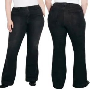 Good American Good Legs Flare Jeans High Rise Flat Tummy Tech Smoothing Black 24