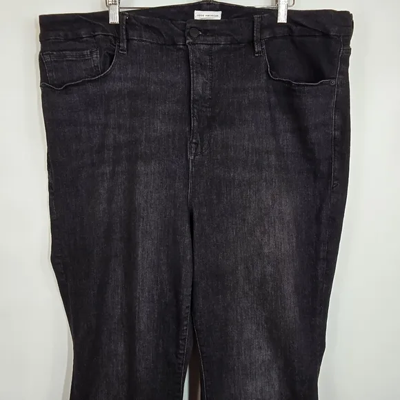 Good American Good Legs Flare Jeans High Rise Flat Tummy Tech Smoothing Black 24