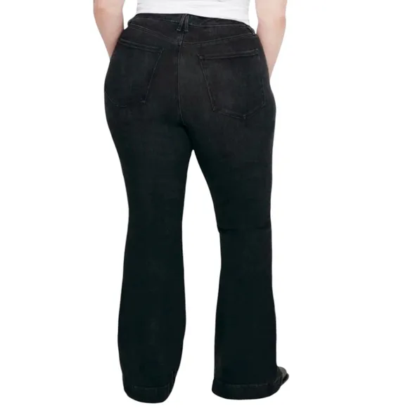 Good American Good Legs Flare Jeans High Rise Flat Tummy Tech Smoothing Black 24