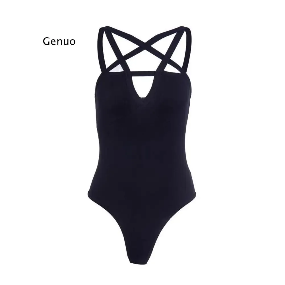 Gothic Pentagram Hollow-Out Bodycon Bodysuit