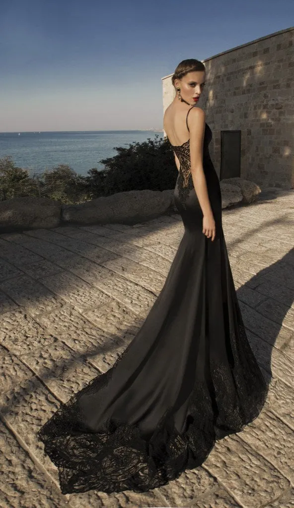Gothic Sexy Mermaid Lace Back And  Spaghetti Straps Bridal Gown Free Shipping