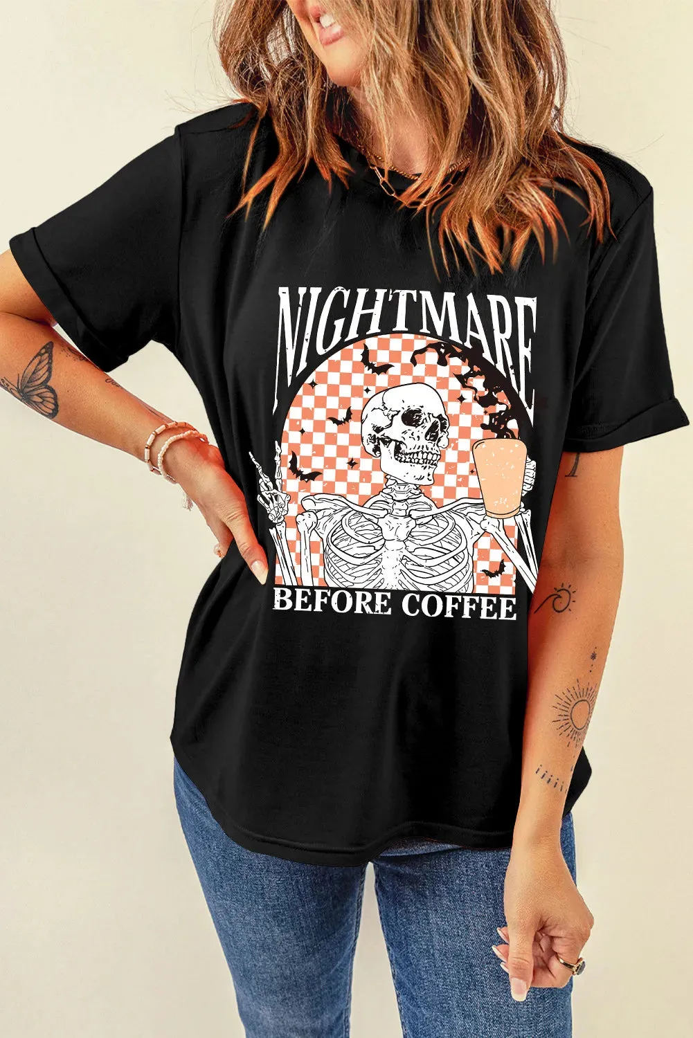 Graphic Round Neck Short Sleeve T-Shirt for Casual Wear