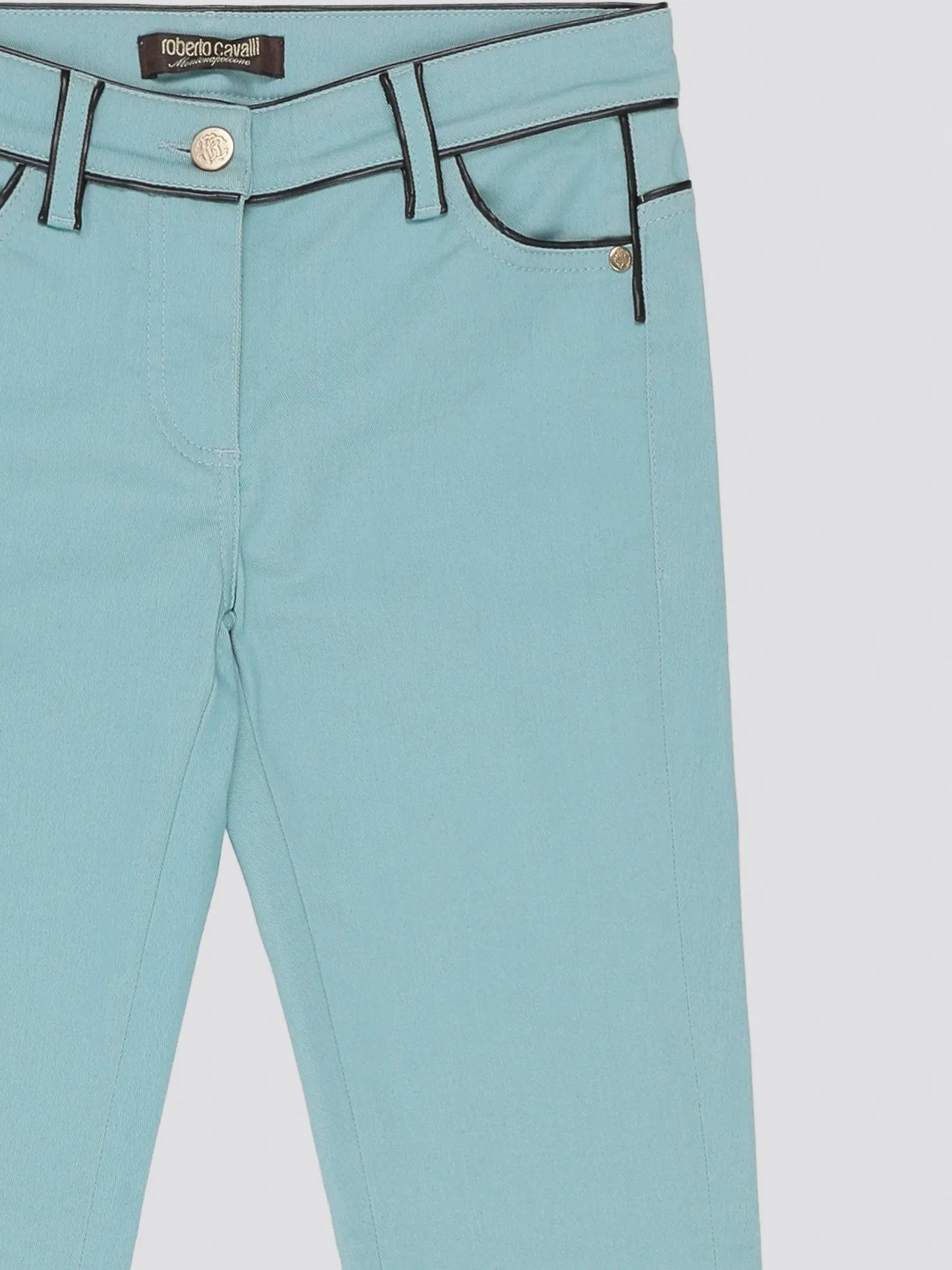 Green Contrast Lining Jeans