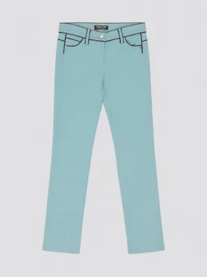 Green Contrast Lining Jeans