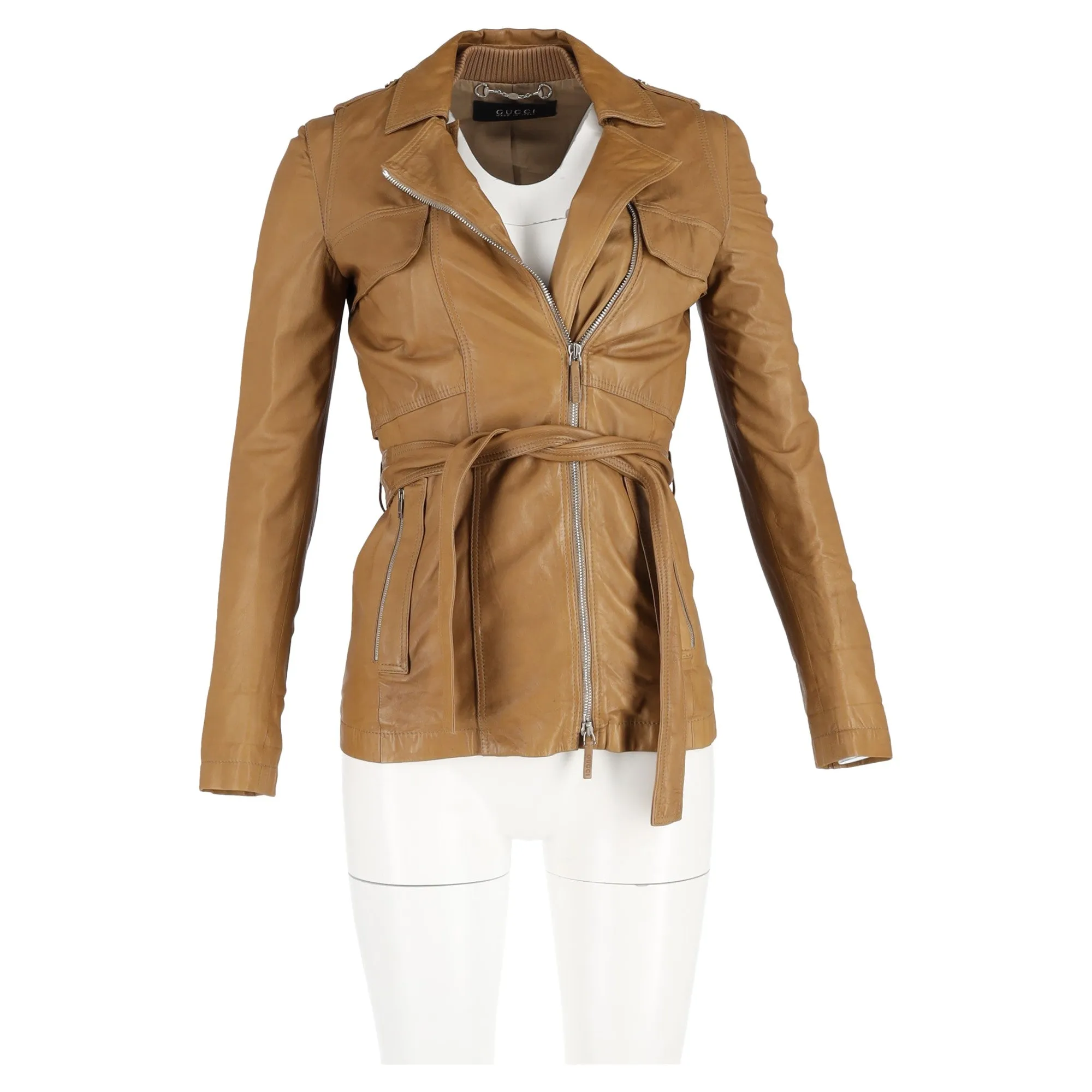 Gucci Biker Jacket in Brown Leather