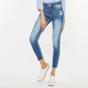❤GYPSY - Distressed Raw Hem High Waist Jeans by Kancan