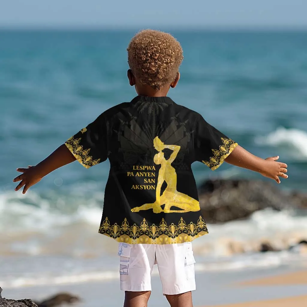 Haiti Neg Marron Kid Hawaiian Shirt Lespwa pa anyen san aksyon - Gold LT01
