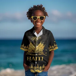 Haiti Neg Marron Kid Hawaiian Shirt Lespwa pa anyen san aksyon - Gold LT01