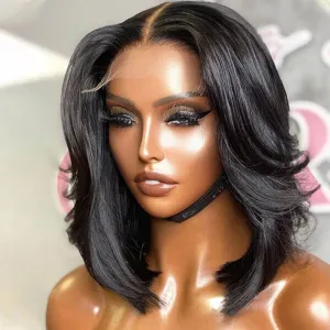Handcraft Layered Cut 5×5 Lace Closure Glueless Short Bob Wig