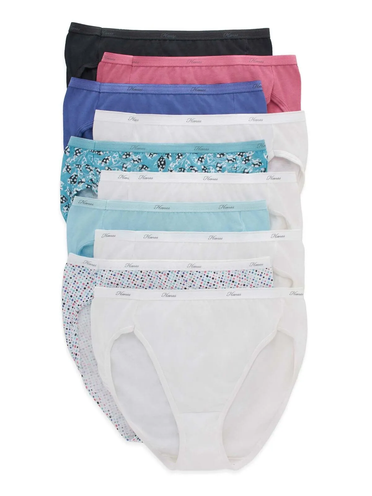 Hanes Womens Hi-Cut Cotton Panty PW43AS 10-Pack PW43AS Colors May Vary 10