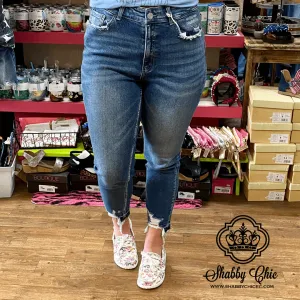 Haylie Light Distressed Mid Rise Jeans