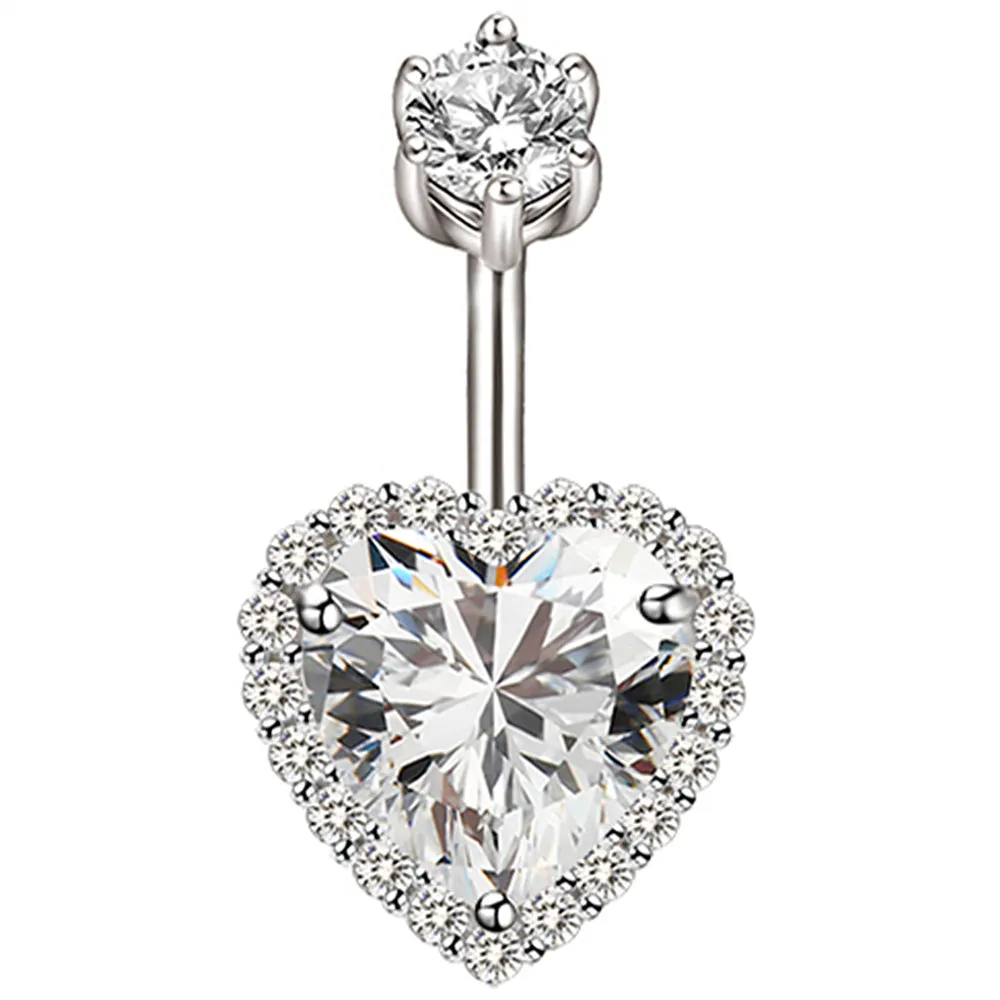 Heart Shaped GIA Diamond Halo Belly Ring